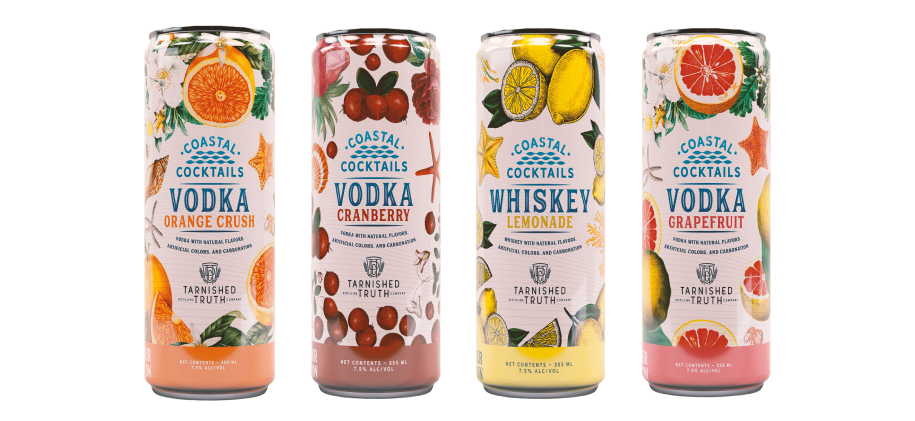 Lineup of Coastal Cocktails cans